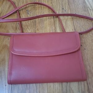 OLD COACH VINTAGE SCARLET LEATHER WALLET CROSBODY BAG WOMEN'S